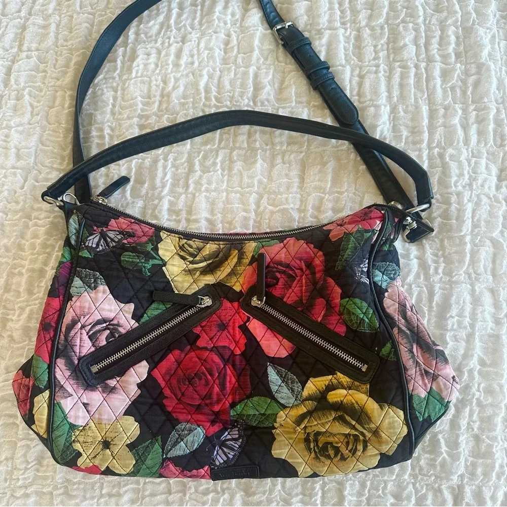 Vera Bradley Havana Rose Vivian Hobo Bag Retired Floral Quilted Large